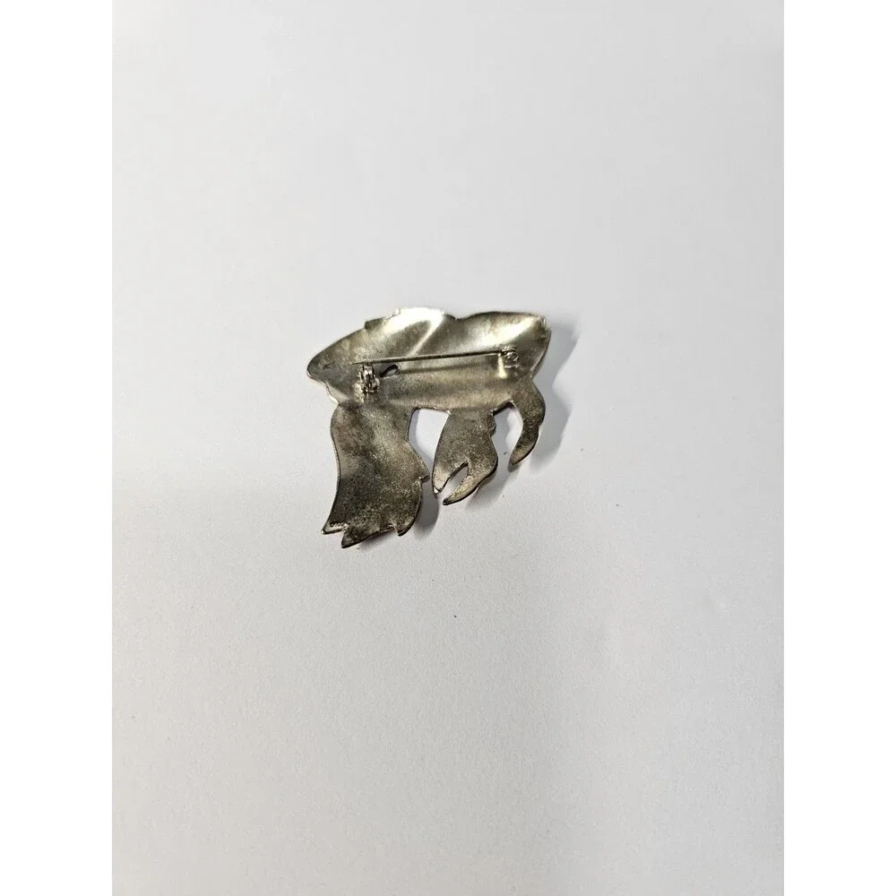 Zarah Enamel Goldfish Fish Brooch Pin Sterling Silver Art Jewelry
